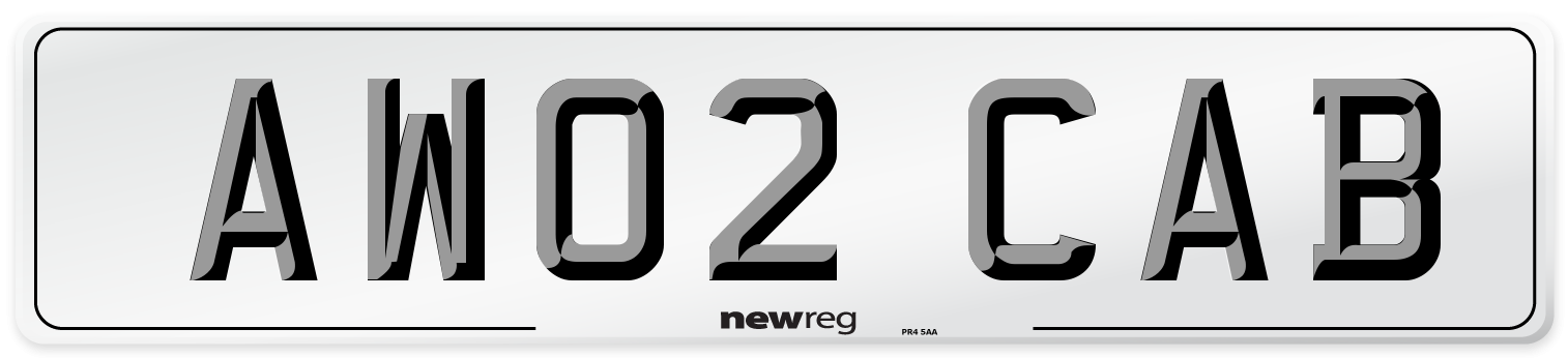 AW02 CAB Number Plate from New Reg